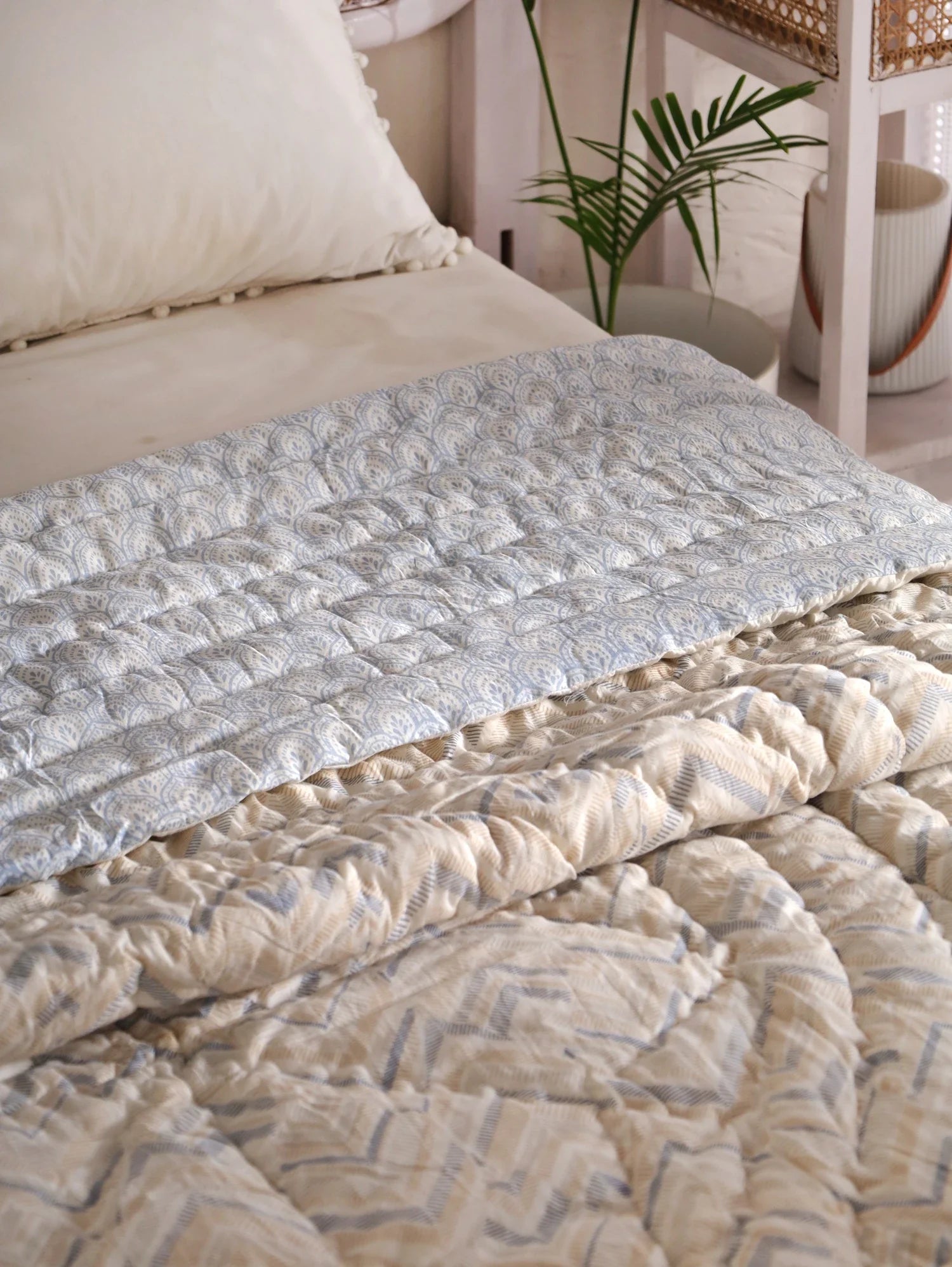 All Season Jaipuri Quilt | 100% Pure Cotton | Block Print | Double Bed - Naksha